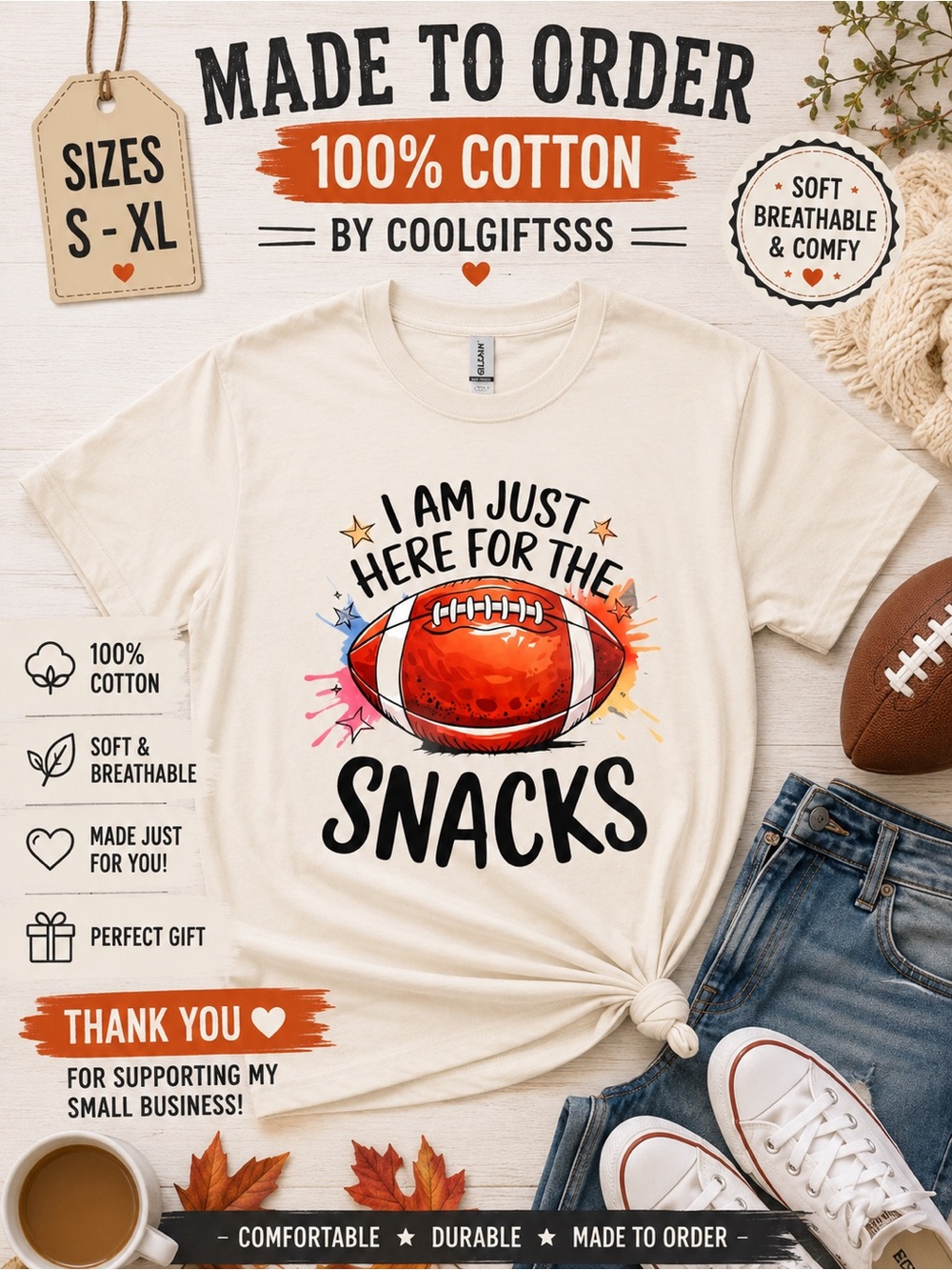 Football tees pick 1 made to order S M L XL New many to choose from be ready - Picture 5 of 16